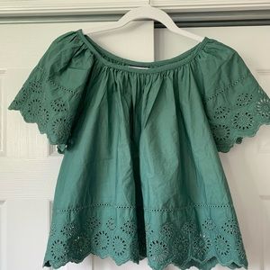 Gap eyelet flutter sleeve top